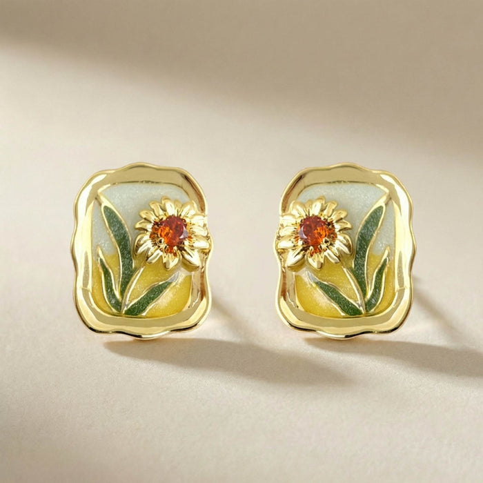 Golden Marigold Stud Earrings