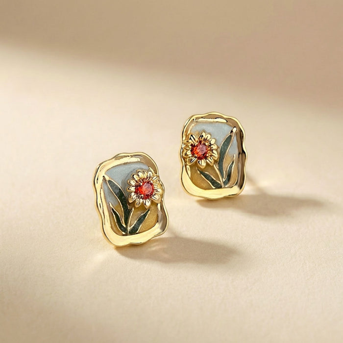 Golden Marigold Stud Earrings