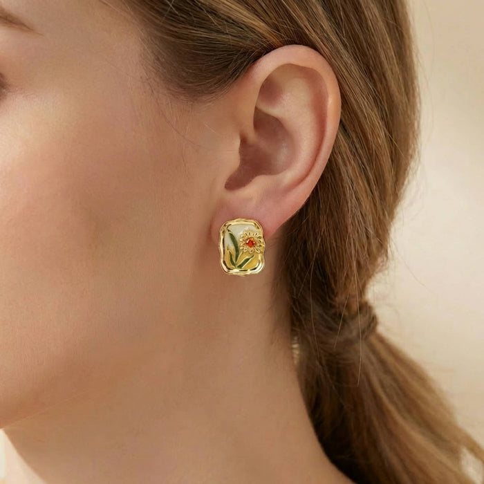 Golden Marigold Stud Earrings
