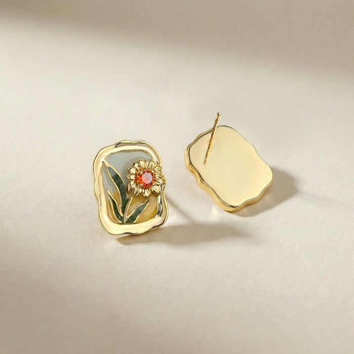 Golden Marigold Stud Earrings