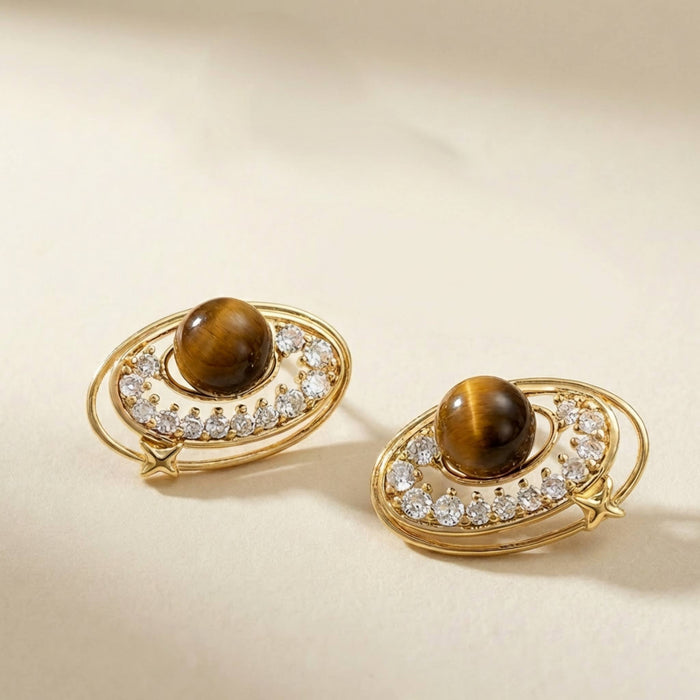 Saturn Halo Stud Earrings