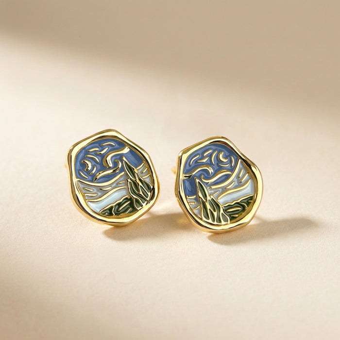Starry Sky Landscape Stud Earrings