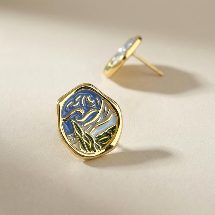 Starry Sky Landscape Stud Earrings