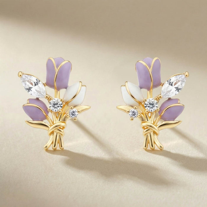 Tulip Bouquet Sparkle Stud Earrings