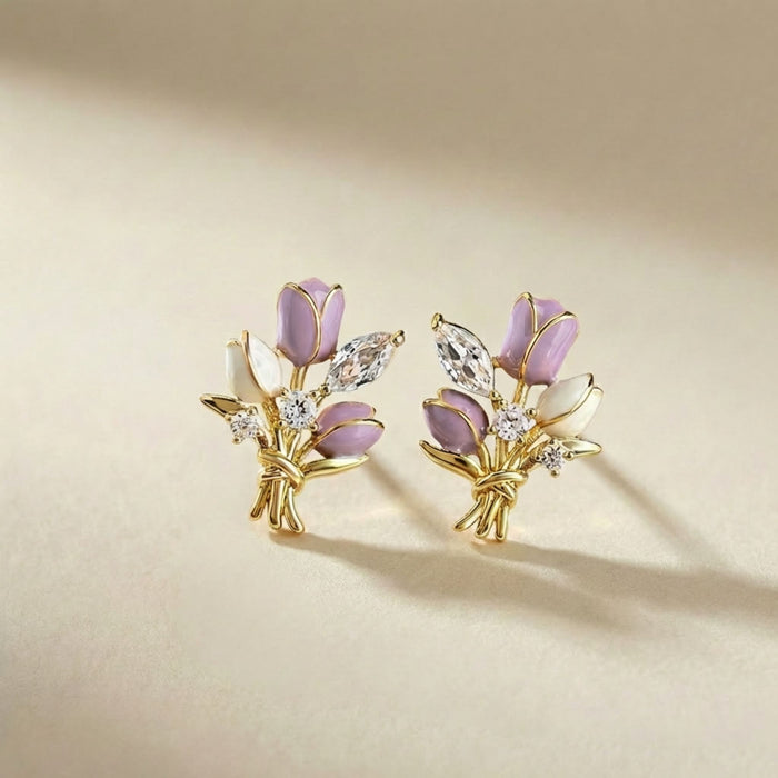 Tulip Bouquet Sparkle Stud Earrings