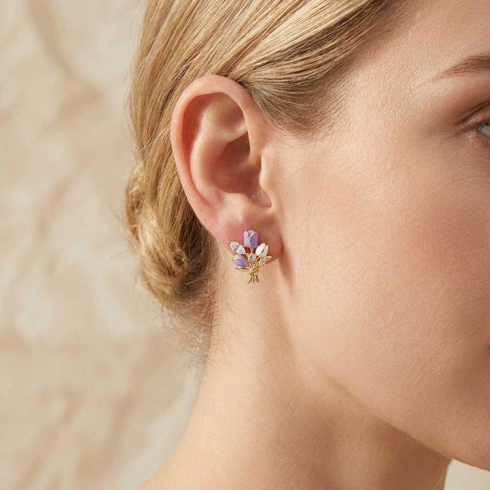 Tulip Bouquet Sparkle Stud Earrings